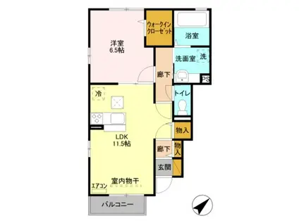 ラ・ゼルコバ(1LDK/1階)の間取り写真