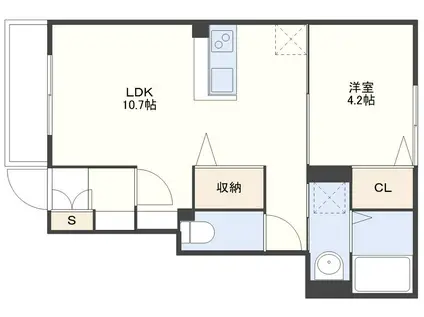 IMPERIAL.B(1LDK/1階)の間取り写真