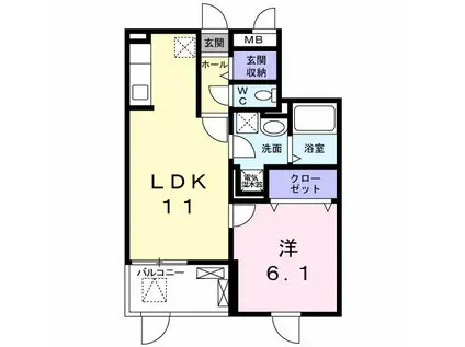 アクヘドール カーサ(1LDK/1階)の間取り写真