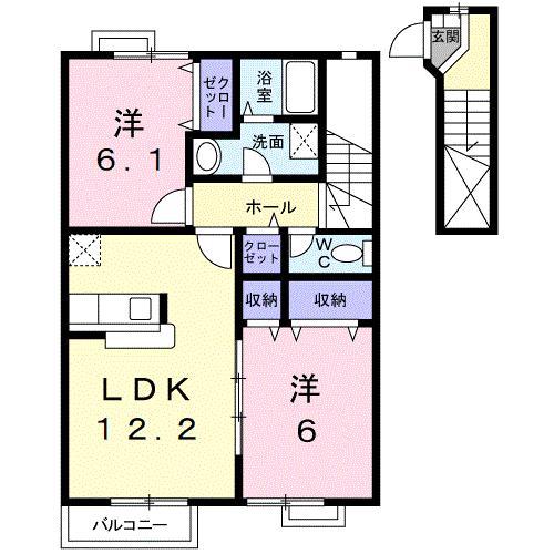 夢が丘ガーデンハイツ I(2LDK/2階)の間取り写真