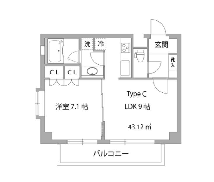 ガーデン中野(1LDK/2階)の間取り写真