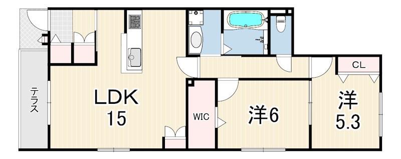 ベルメゾン星陵台(2LDK/1階)の間取り写真