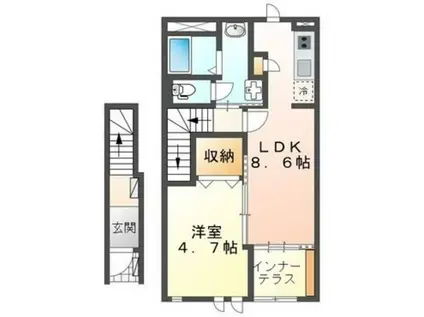 STAGE K`S(1LDK/2階)の間取り写真