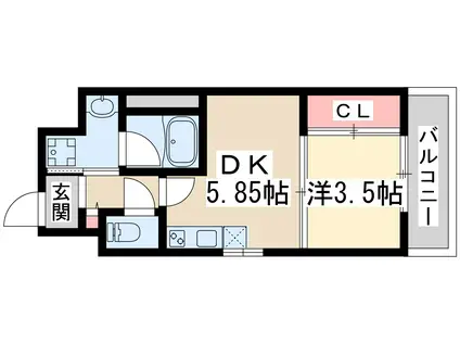 エムコート江坂(1DK/8階)の間取り写真