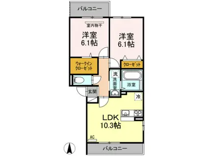 ポルト白石 A棟(2LDK/2階)の間取り写真