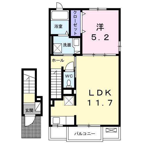 エミーズリーフ(1LDK/2階)の間取り写真