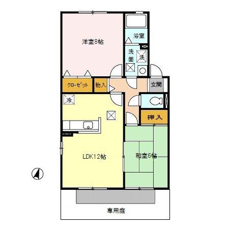 ボヌール・ソシア(2LDK/1階)の間取り写真