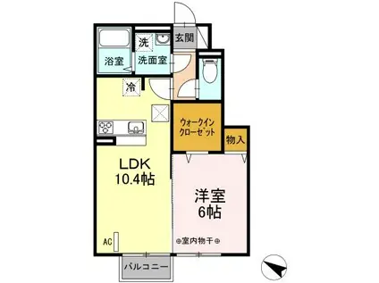 ソレイユ福原 B(1LDK/1階)の間取り写真