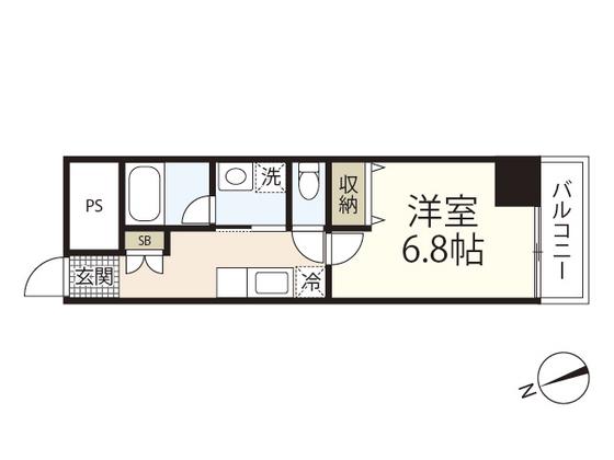 PABLO観音本町II(1K/10階)の間取り写真