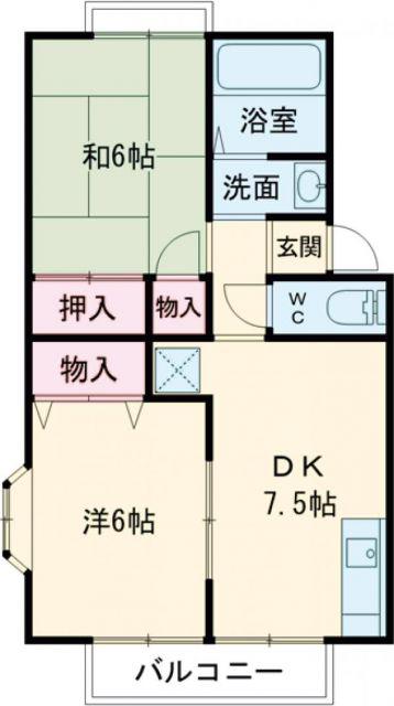 トゥインクルコート文化町5番館(2DK/2階)の間取り写真