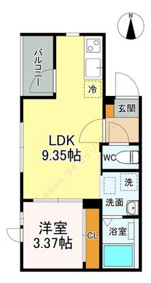 グロウランス長町南(1LDK/1階)の間取り写真
