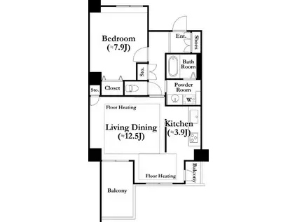 河田町ガーデン4(1LDK/3階)の間取り写真
