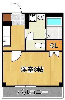 アンプルールフェールCHANCE(1K/1階)の間取り写真