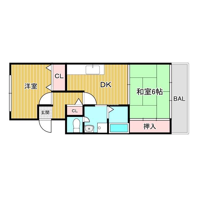 ルミエール梅北マンション(2DK/2階)の間取り写真