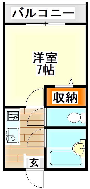 フラット2古賀(1K/3階)の間取り写真