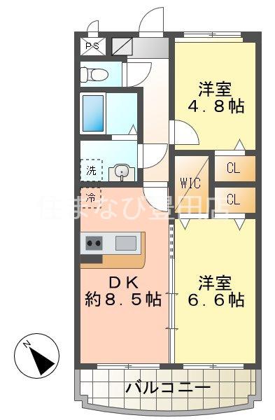 ロイヤル大成町1号館(2LDK/1階)の間取り写真
