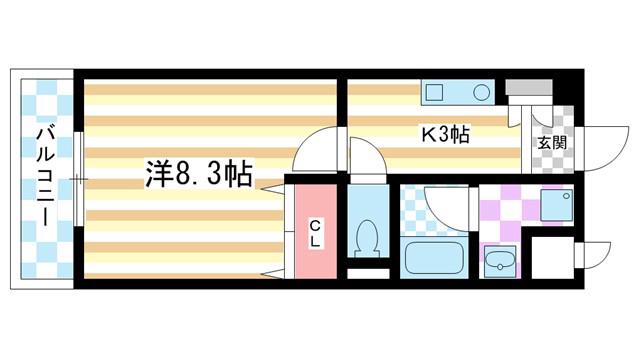 ヴェルドミール(1K/3階)の間取り写真
