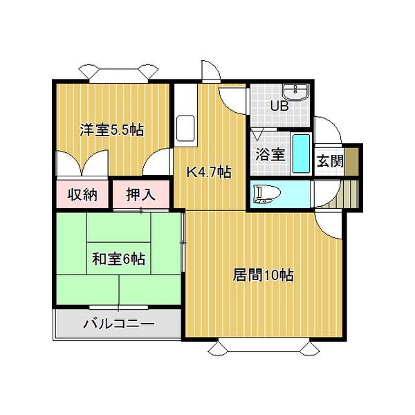 新田ハイツ(2LDK/1階)の間取り写真