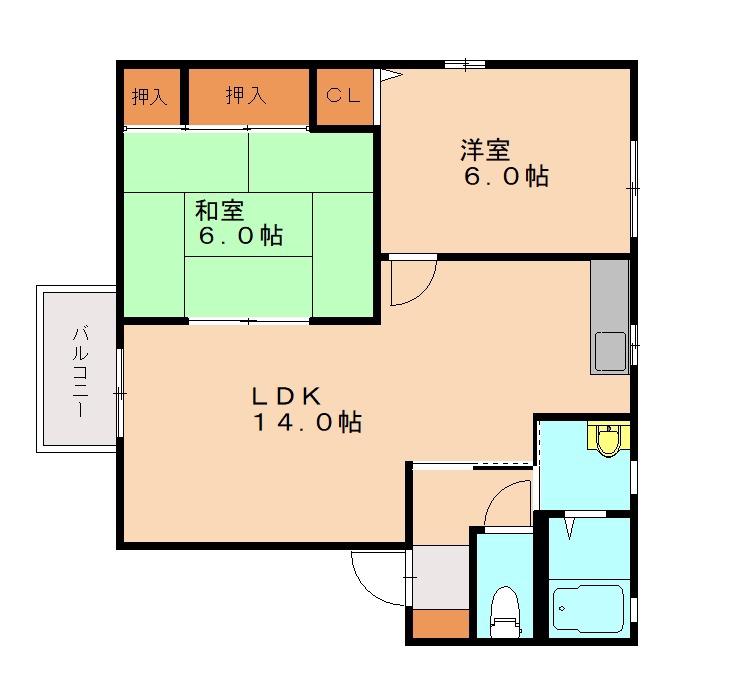 サニーコート南風(2LDK/2階)の間取り写真