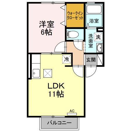 ゼフィール愛宕(1LDK/1階)の間取り写真