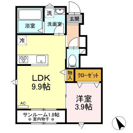 SPECIALE(1LDK/1階)の間取り写真