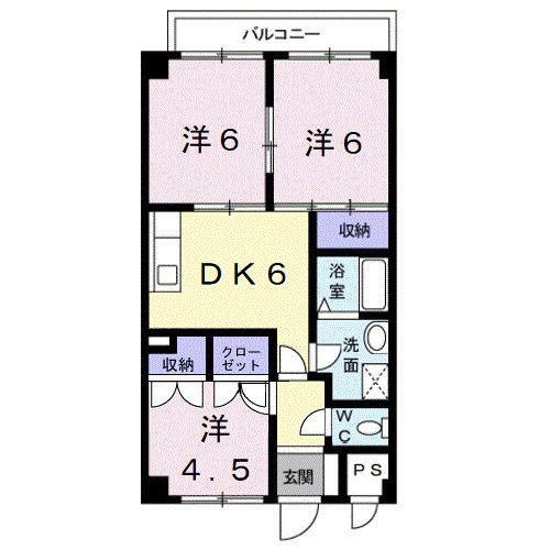 ハーベスト壱番館(3DK/4階)の間取り写真