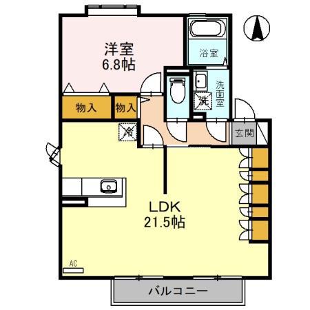 アザレアパークH棟(1LDK/2階)の間取り写真