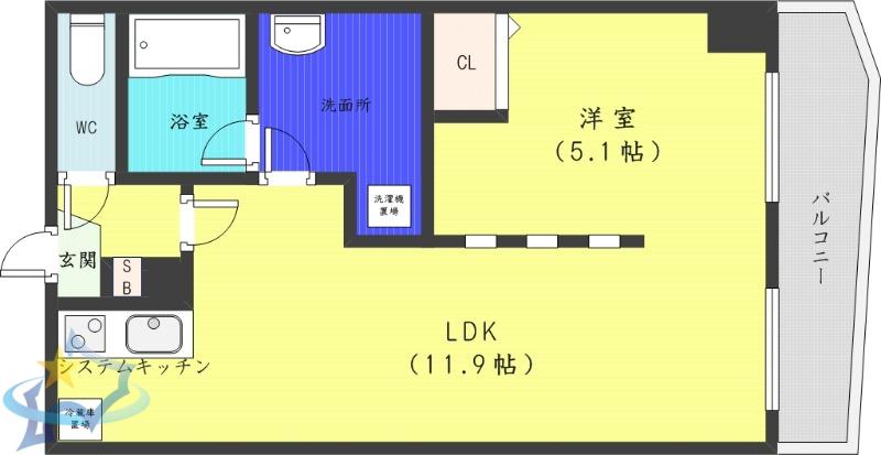グランカーサ永山公園通イースト(1LDK/5階)の間取り写真