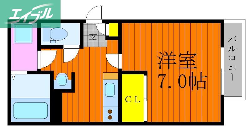 REGALEST 十日市(1K/1階)の間取り写真