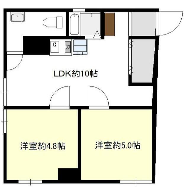 上石原ビル(2LDK/3階)の間取り写真