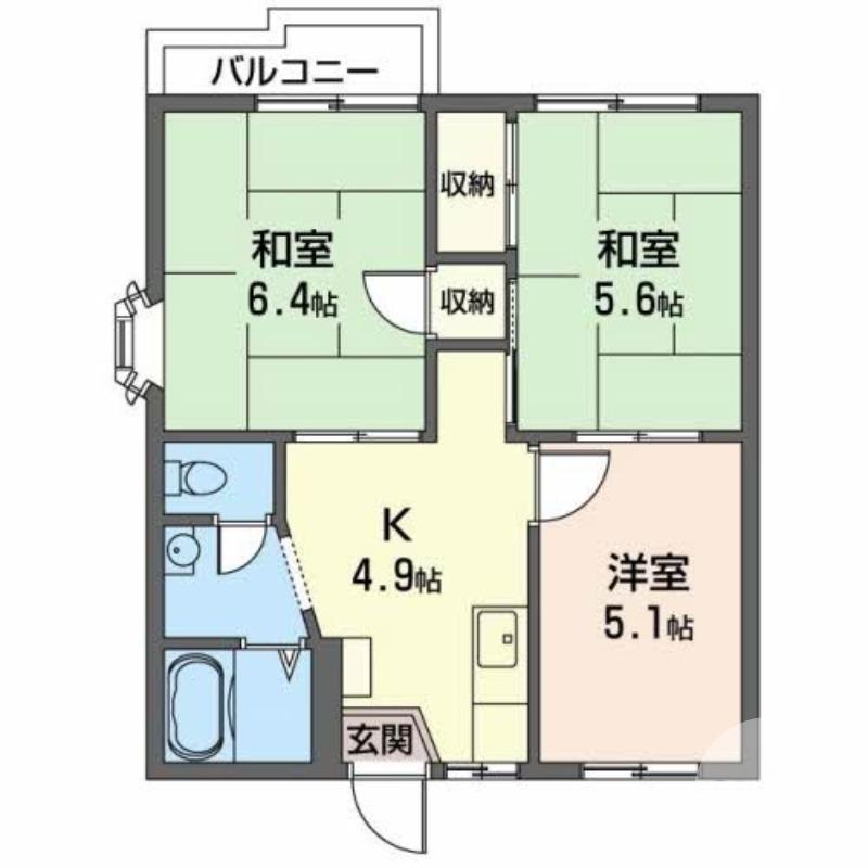ローズコート(3K/2階)の間取り写真
