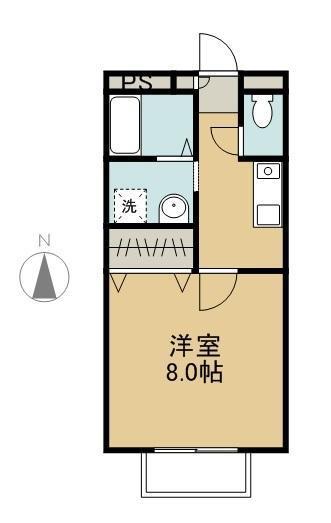 ロージュマンフルールA棟(1K/2階)の間取り写真