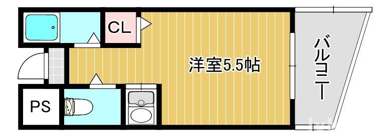 ラポール37(1K/6階)の間取り写真