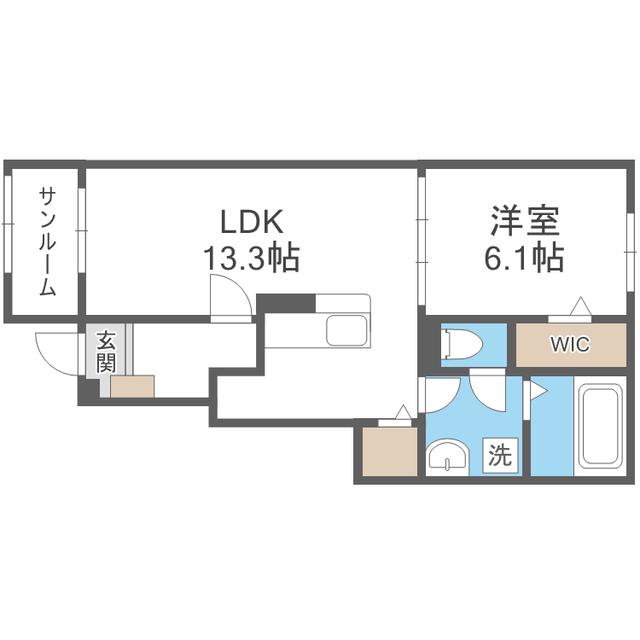 ハウスティア 周船寺(1LDK/1階)の間取り写真