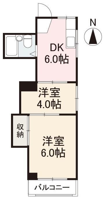 栗林パークマンション(2DK/1階)の間取り写真