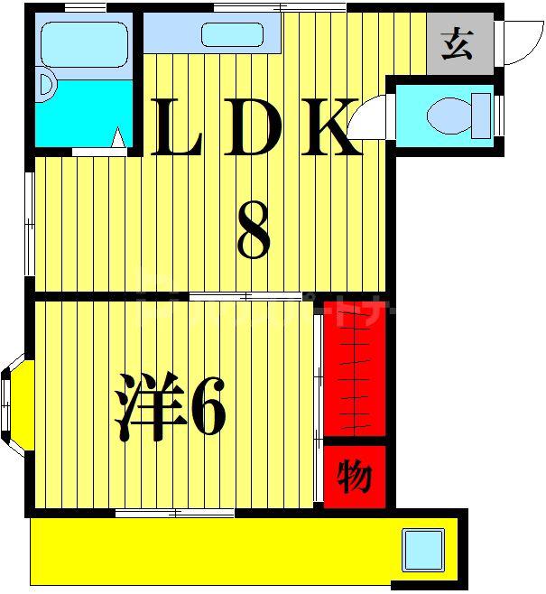 柳コーポ(1LDK/1階)の間取り写真