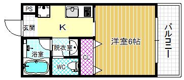 ネクスプロス天六(1K/2階)の間取り写真