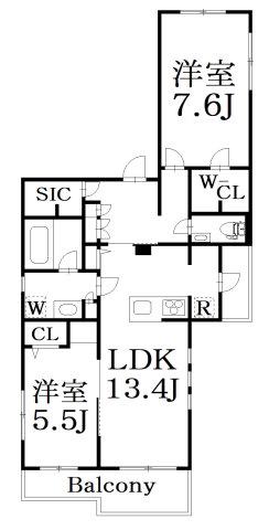 リベルテ富士見台(2LDK/3階)の間取り写真