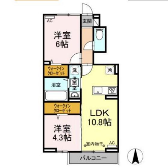 グランツ長岡(2LDK/1階)の間取り写真
