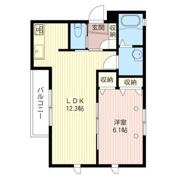 レイクハイムII(1LDK/1階)の間取り写真