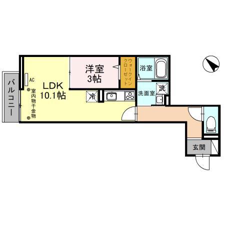 シャルール川越(1LDK/3階)の間取り写真