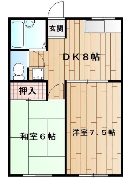 メゾンスミルナ(2DK/1階)の間取り写真
