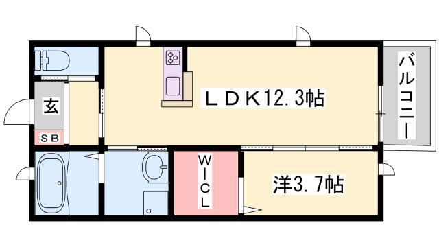 フェリオR(1LDK/1階)の間取り写真