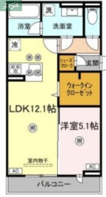 LUVERIA(1LDK/2階)の間取り写真