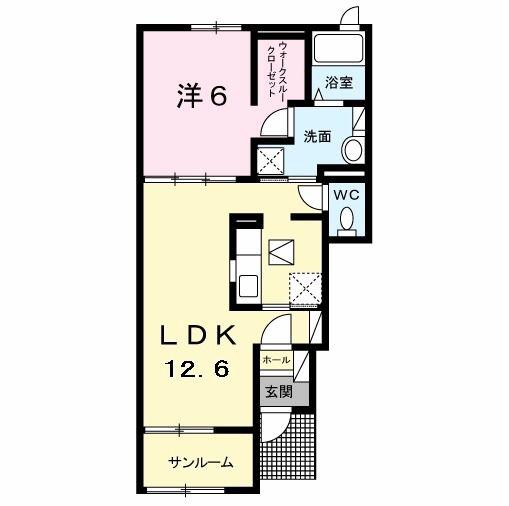 スカイ ブリーズ(1LDK/1階)の間取り写真