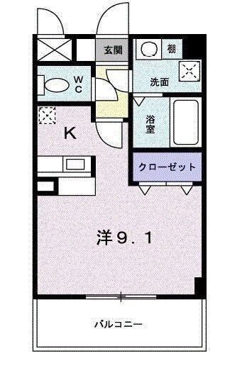 サニーフィールド(1K/1階)の間取り写真