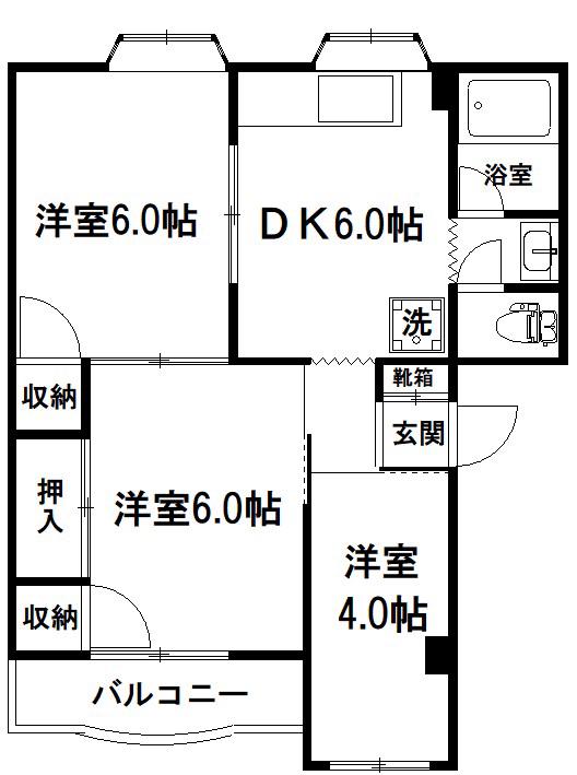 斎藤第一マンション(3DK/3階)の間取り写真
