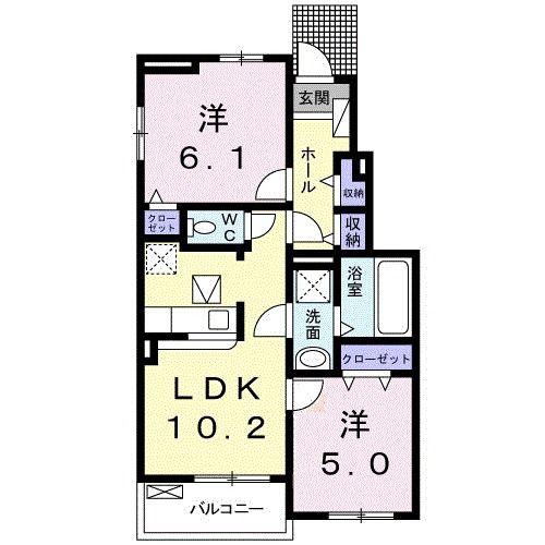 ほのぼのはうす(2LDK/1階)の間取り写真