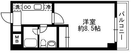 プランドール(1K/2階)の間取り写真
