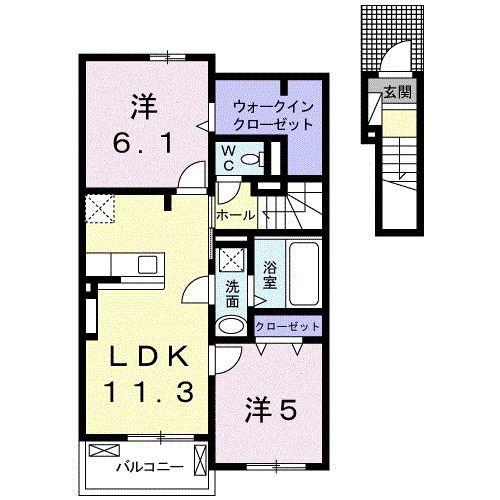 ウッズ・ホームIII(2LDK/2階)の間取り写真